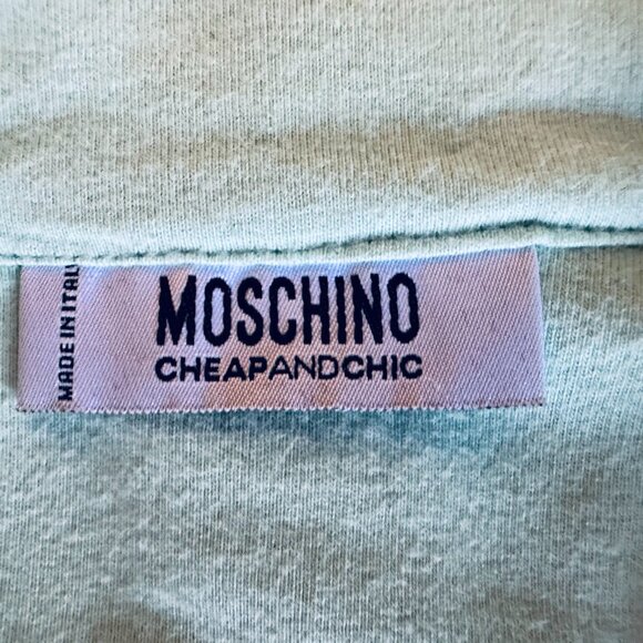 Vintage Moschino Mint Green Jersey Knit Button Up Shirt Dress - Small/Medium - Picture 6 of 7